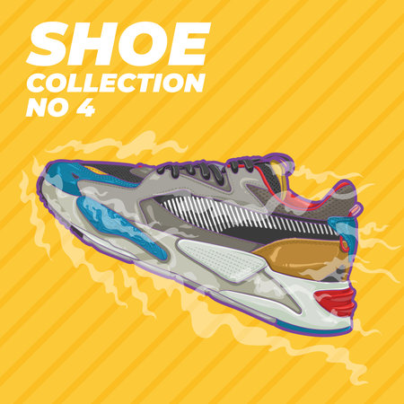 Shoe Design Illustration with wind effects collectionのイラスト素材
