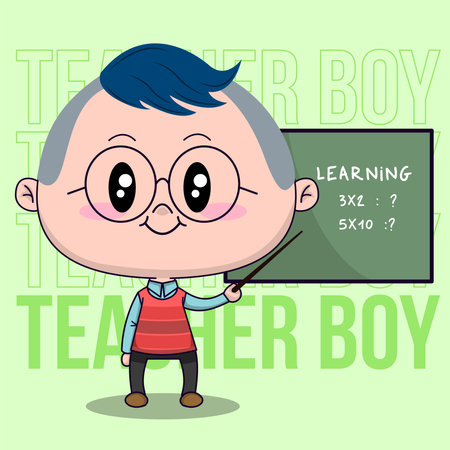 tACHER BOY TEACHING IN CLASSのイラスト素材