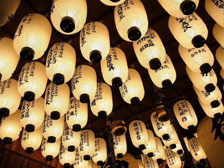 Japanese lantern white templeのeditorial素材