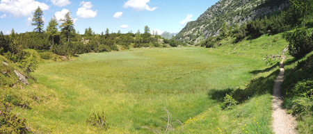 Landscape at Laghi Gemelli (Twin Lakes) area. Walking to Beak Lake. Carona. Brembana valley. Italy