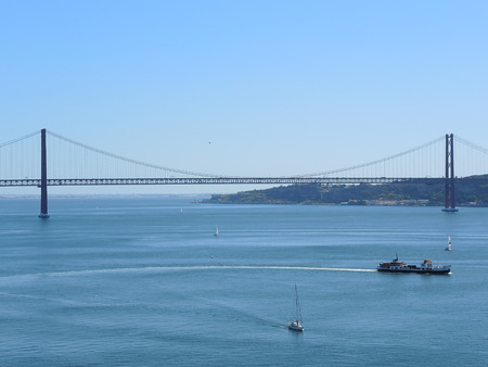 Lisbon, Portugal. Landscape from the Monument to the Discoveries (named Padrao dos Descobrimentos)...