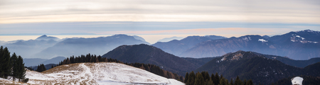 Great landscape on the Orobie Alps in winter season. Panorama from Monte Pora, Bergamasque Prealps,...