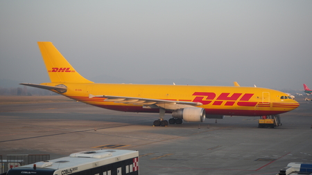 DHL Boeing 767 at Milan Bergamo International airport