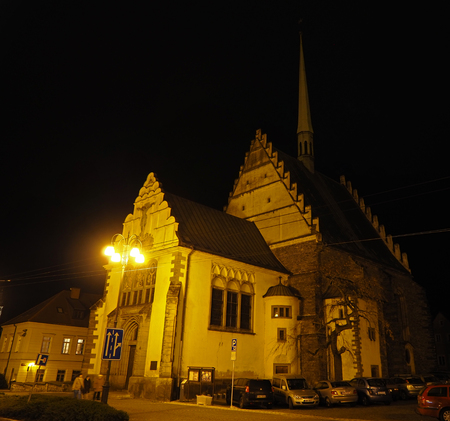 Pardubice, Czech Republic. The facade of the Saint Bartholomew Church on Republic Squareのeditorial素材