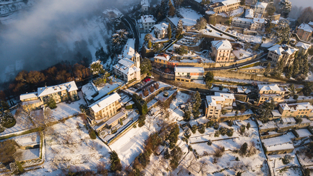 Bergamo, Italy. Aerial view of the hills of San Vigilioの写真素材