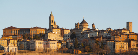 Bergamo, Italy. Landscape on the old town on the top of the hillの写真素材