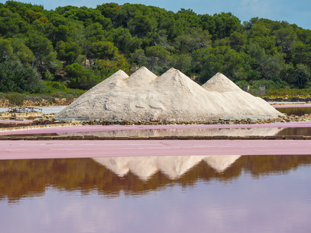 Amazing landscape of the beautiful salt flats at Colonia de Sant Jordi, Ses Salines, Mallorca, Spainの写真素材
