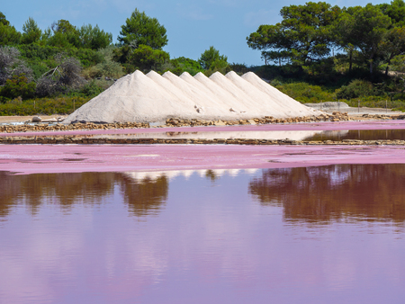 Amazing landscape of the beautiful salt flats at Colonia de Sant Jordi, Ses Salines, Mallorca, Spainの写真素材