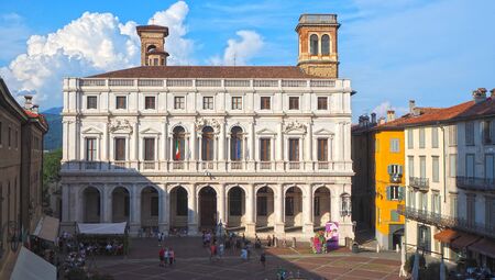 Bergamo, Italy. The Old city. One of the beautiful city in Italy. Landscape on the old main square...