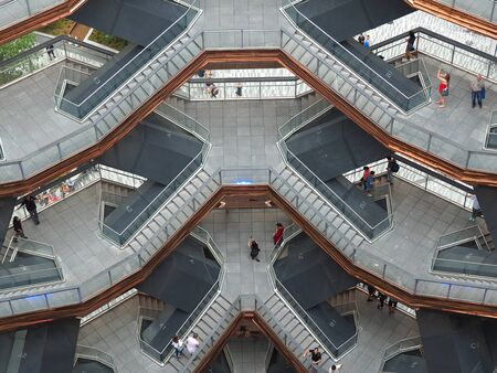 New York, NY, USA. View of the Vessel close to the Hudson Yards a new neighborhood in Manhattan. The Vessel is a new structure and landmark in the West Side of Midtown Manhattanのeditorial素材