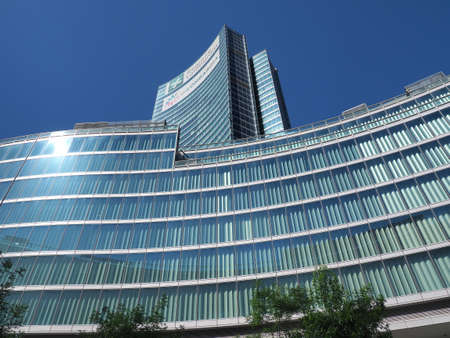 Milan, Italy. Palazzo Lombardia is a complex of buildings, including a 161.3 meter high skyscraper. The regional presidency has its seat here with all the departmentsのeditorial素材