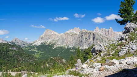 Amazing landscape at the Dolomites in Italy. View at Lagazuoi from the trenches of the First World War. Dolomites Unesco world heritage. The most beautiful mountains on Earth. Italian alpsのeditorial素材