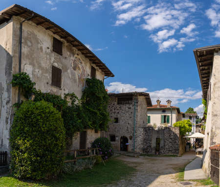 Camerata Cornello, Italy. Italian medieval ancient village. Place were it was invented the postal service and the taxi. Here first stamp ever issued. Views of the streets of the villageのeditorial素材