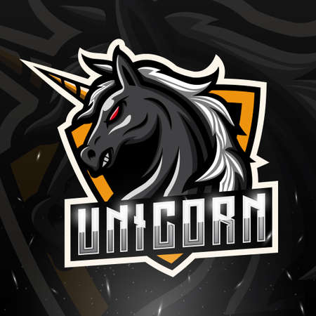 Unicorn mascot esport logo designのイラスト素材