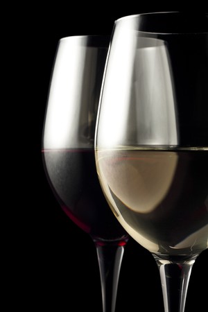 White and Red Wine Glassesの写真素材