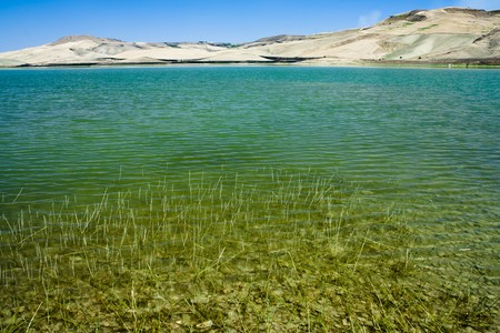 "Serra del Corvo" / "Basentello" Lake, Basilicataの写真素材