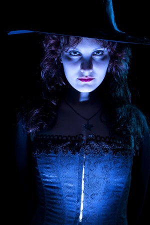 Pretty Witch in Blue Lightの写真素材
