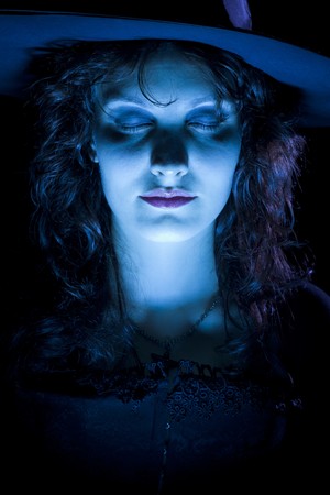 Pretty Witch in Blue Lightの写真素材