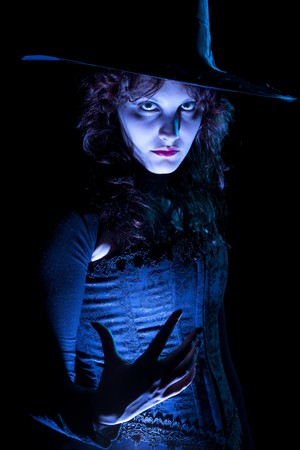 Pretty Witch in Blue Lightの写真素材