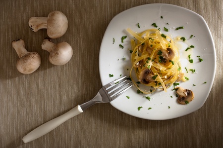 Tagliatelle with Mushroomsの写真素材