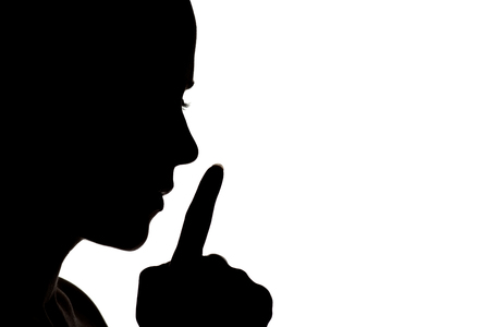 Profile Silhouette of a Woman on White Backgroundの写真素材