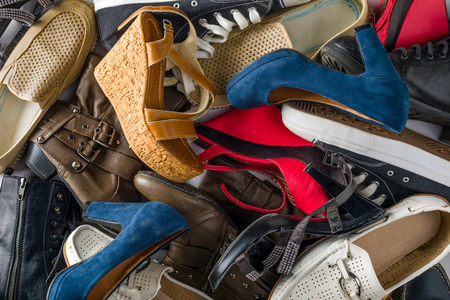 Many Kind of Shoes Scattered Everywhereの写真素材