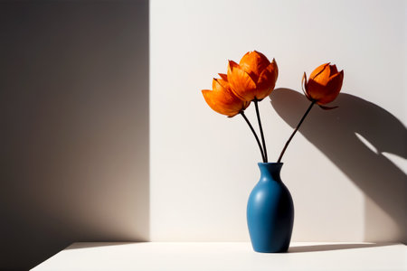 Minimalist finesse on display, Handicraft artistry brings out vivid color contrasts and delicate shadow patterns, AI Generatedの素材