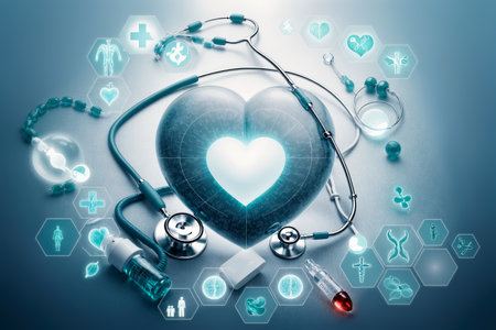 Capture the essence of wellness with intricate digital art that combines medical elements, perfect for healthcare visuals, AI Generatedの素材