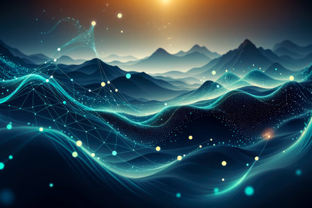 Elevate your projects with this striking image featuring data science and cyberspace elements, AI Generatedの素材