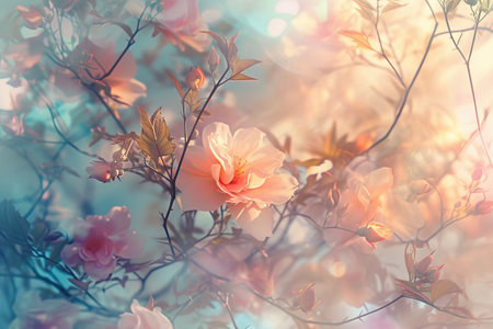Nature balance depicted in an abstract form with pastel huesの素材
