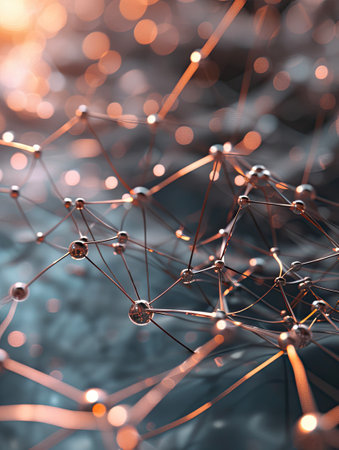 Detailed 3D Rendering Explores the Multilayered Complexity of a Growing Business Network Illustrated by Interconnected Nodes and Camera Angles Demonstrating Depthの素材