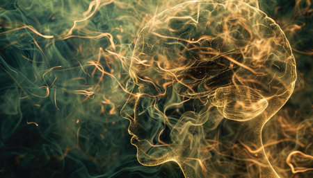 Step into the brain symphony hall, tobacco absence depicted as a crescendo, blending with the rhythm of health and vitality.の素材