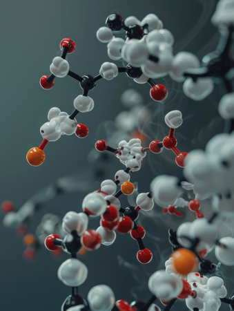 Captivate your audience with this abstract 3D art depicting the chemical structure of nicotine. Perfect for campaigns highlighting the dangers of tobacco use.の素材