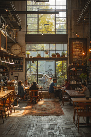 A minimalist openconcept coworking space featuring clean lines and vibrant pops of color fosters creativity and innovation among freelancers and entrepreneursの素材