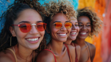 A multicultural group of friends demonstrates the transformative power of friendship as they bond over shared experiences and celebrate their unique qualitiesの素材