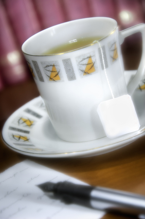 close up at a tea cupの写真素材