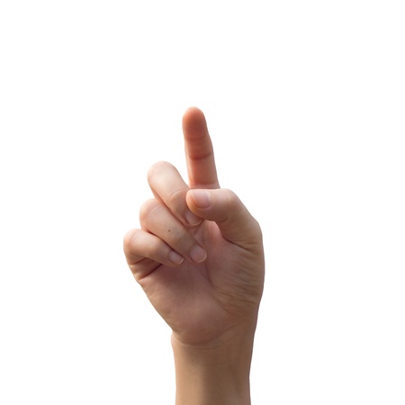 woman hand touch screen の写真素材