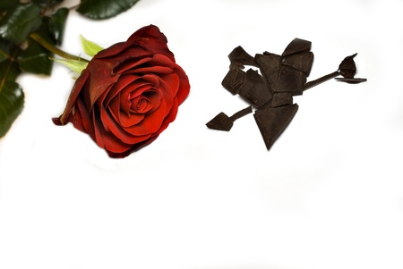 Red rose with chocolateの写真素材