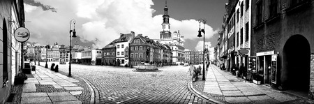 Panorama of market place in the center of PoznaÅ in Poland.の写真素材