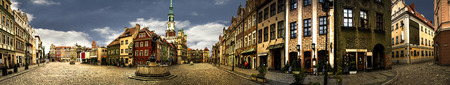 Panorama of market place in the center of PoznaÅ in Poland.のeditorial素材
