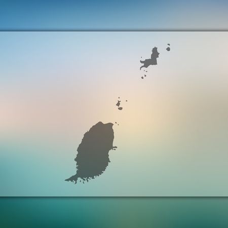 Blurred background with silhouette of Grenada map.のイラスト素材