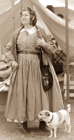 Civil war woman with furry companion smilingのeditorial素材