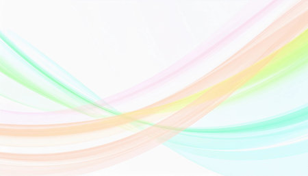 gentle abstract background featuring flowing waves of soft pastel colors including green, pink, yellow, and blue on a white base.の素材