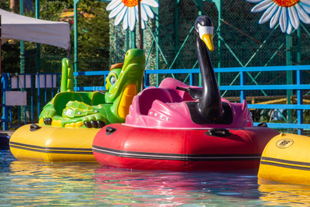 cars for children's water ridesの写真素材