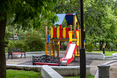 children's playground with entertainment buildings