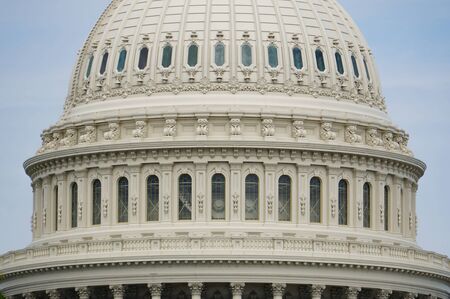 Washington, DC, USA. 08 18 2018. US Capitol dome exterior in detail. Close up. Day.のeditorial素材