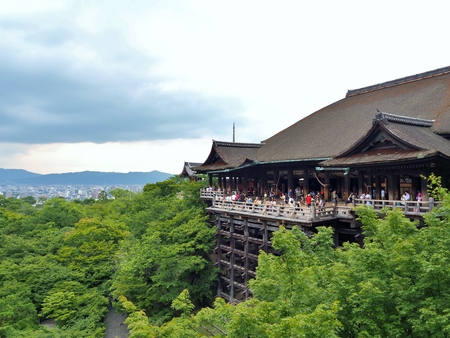 KYOTO, JAPAN - JUNE 08, 2016: Kiyomizu-dera Temple also known as Pure Water Temple in summer. The temple is part of the Historic Monuments of Ancient Kyoto, UNESCO World Heritage site.のeditorial素材