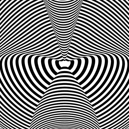 Abstract black and white background. Geometric pattern with visual distortion effect. Illusion . Op art.