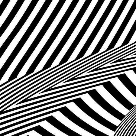 Abstract black and white background. Geometric pattern with visual distortion effect. Illusion . Op art.のイラスト素材