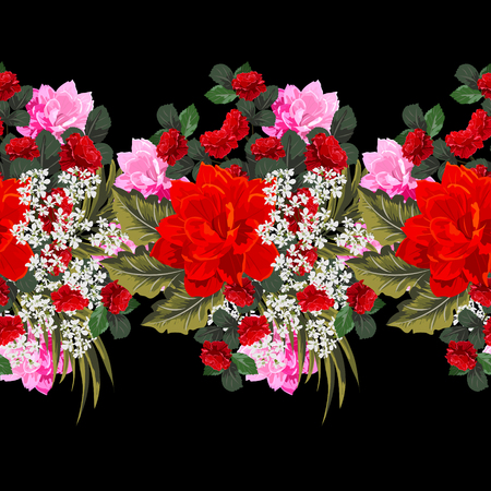 Seamless background with beautiful roses.のイラスト素材